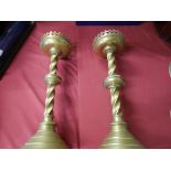 Pair of brass Church Candlesticks 44cm ht