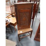 Oak corner cupboard and chair