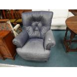 Blue leather armchair