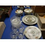 Glassware, Spode plate, Evesham etc.