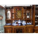 Victorian inlaid walnut display cabinet