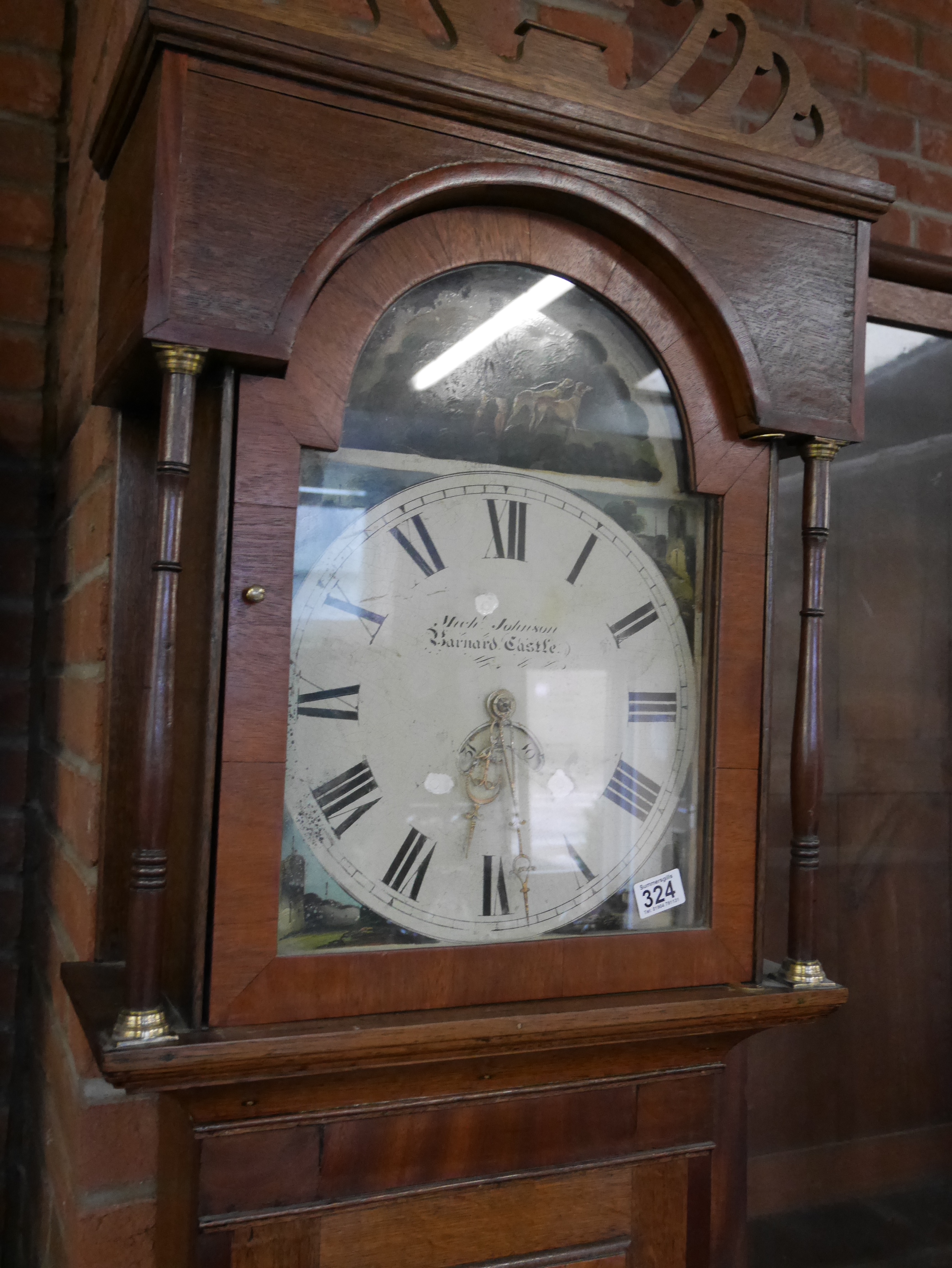 Oak long cased clock by Mich Johnson Barnard Castle - Image 3 of 3
