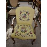 Antique Mahogany armchair with tapestry seat