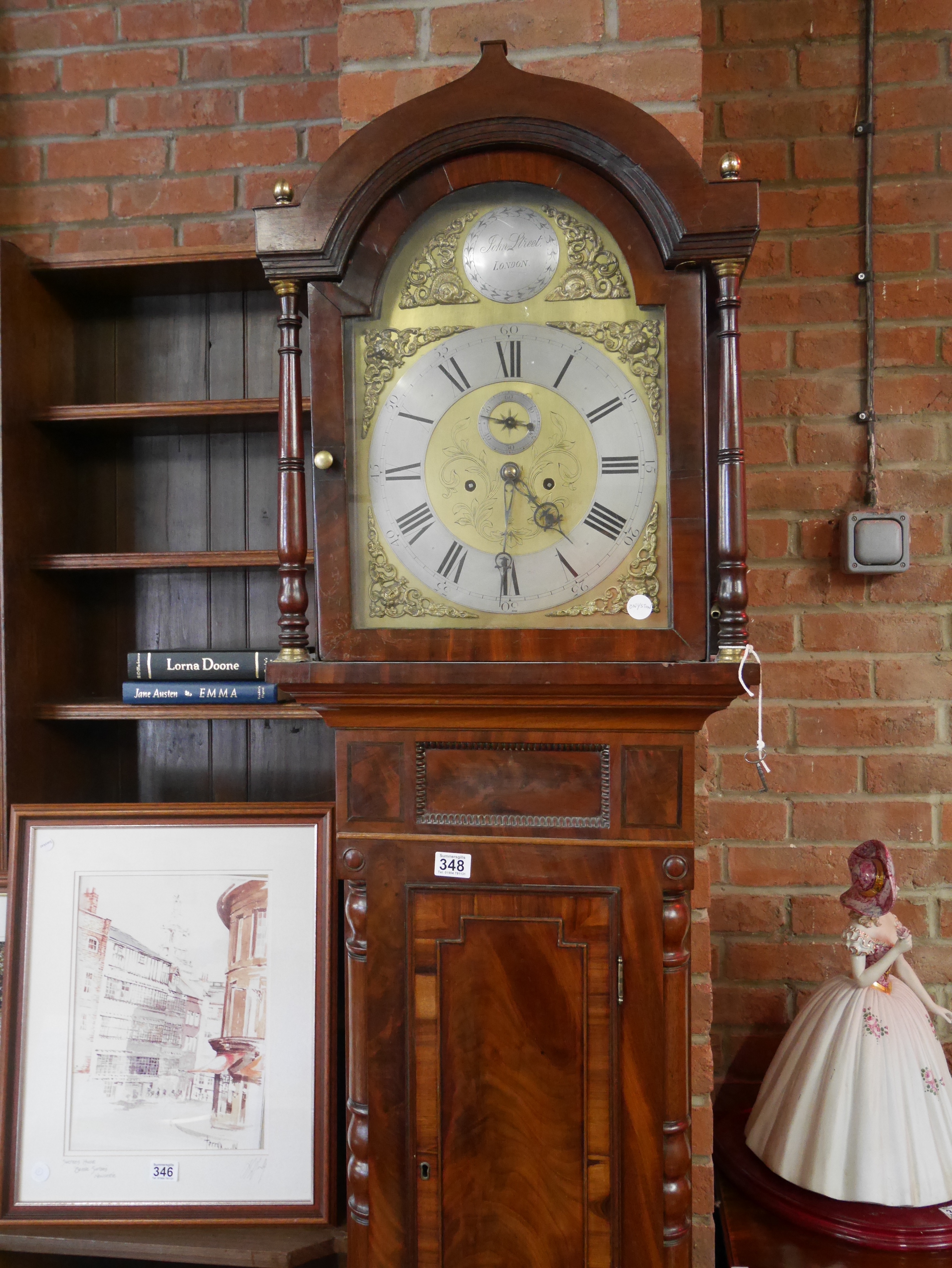 Mahogany long cased clock with brass face by John Street, London