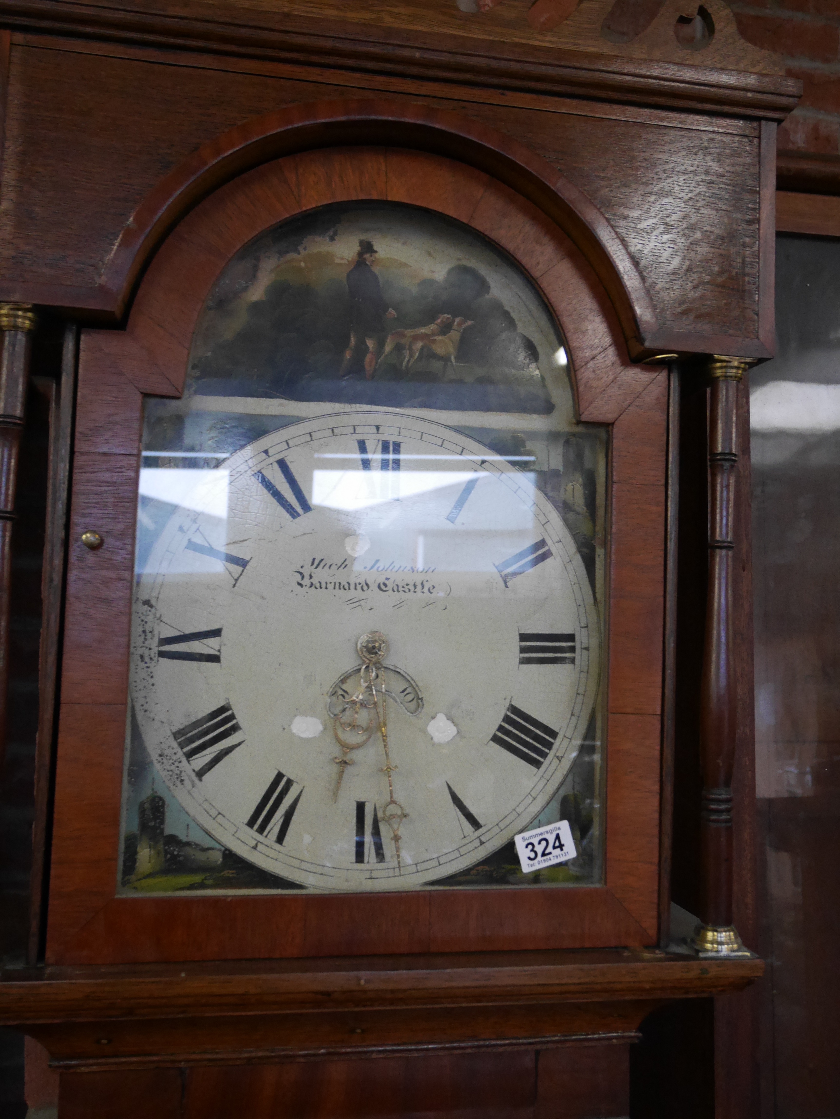 Oak long cased clock by Mich Johnson Barnard Castle - Image 2 of 3