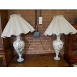 Pair of floral table lamps 70cm ht