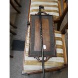 Ebony walking stick and Indian tray