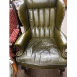 Green leather armchair