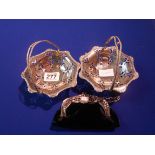 Silver purse and 2 plated baskets