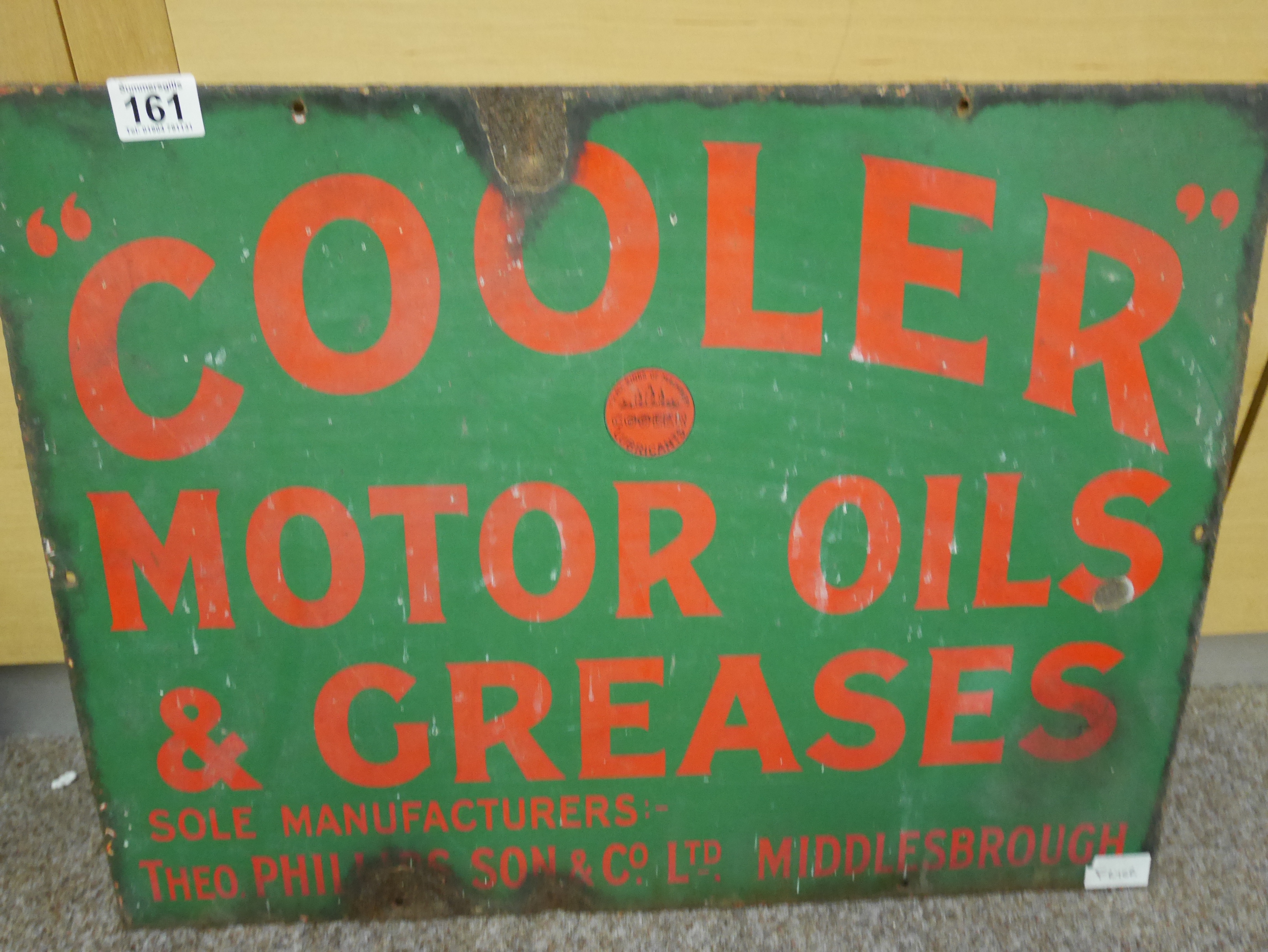 Cooler motor oil enamel sign