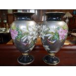 Pair of Victorian flowered vases (1 damaged)