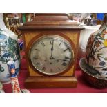 Large mantle clock with maple inlay 40cm ht x 30cm