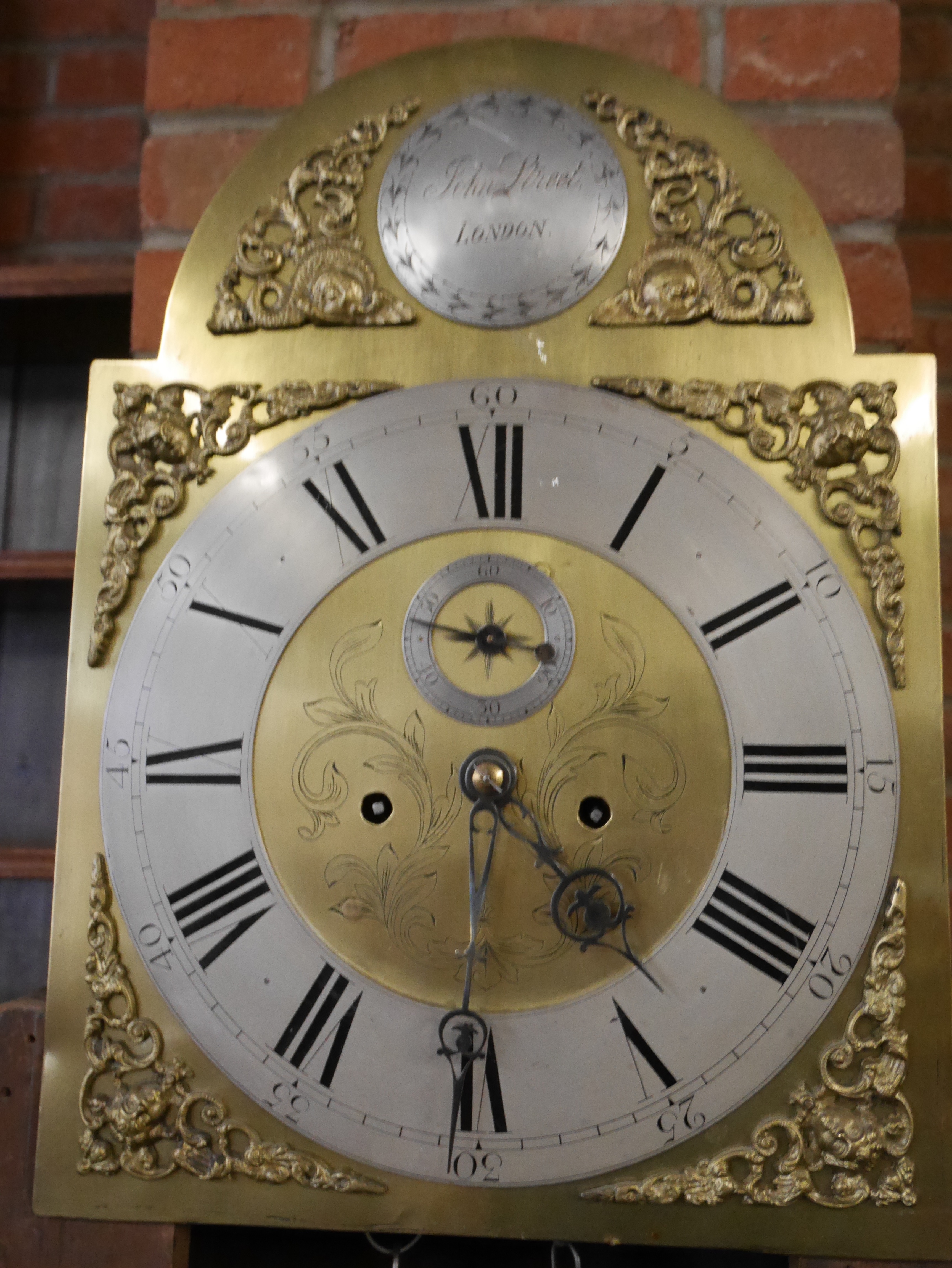 Mahogany long cased clock with brass face by John Street, London - Image 4 of 6