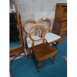3 Victorian balloon back chairs
