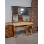 Gilt mirror and pine desk