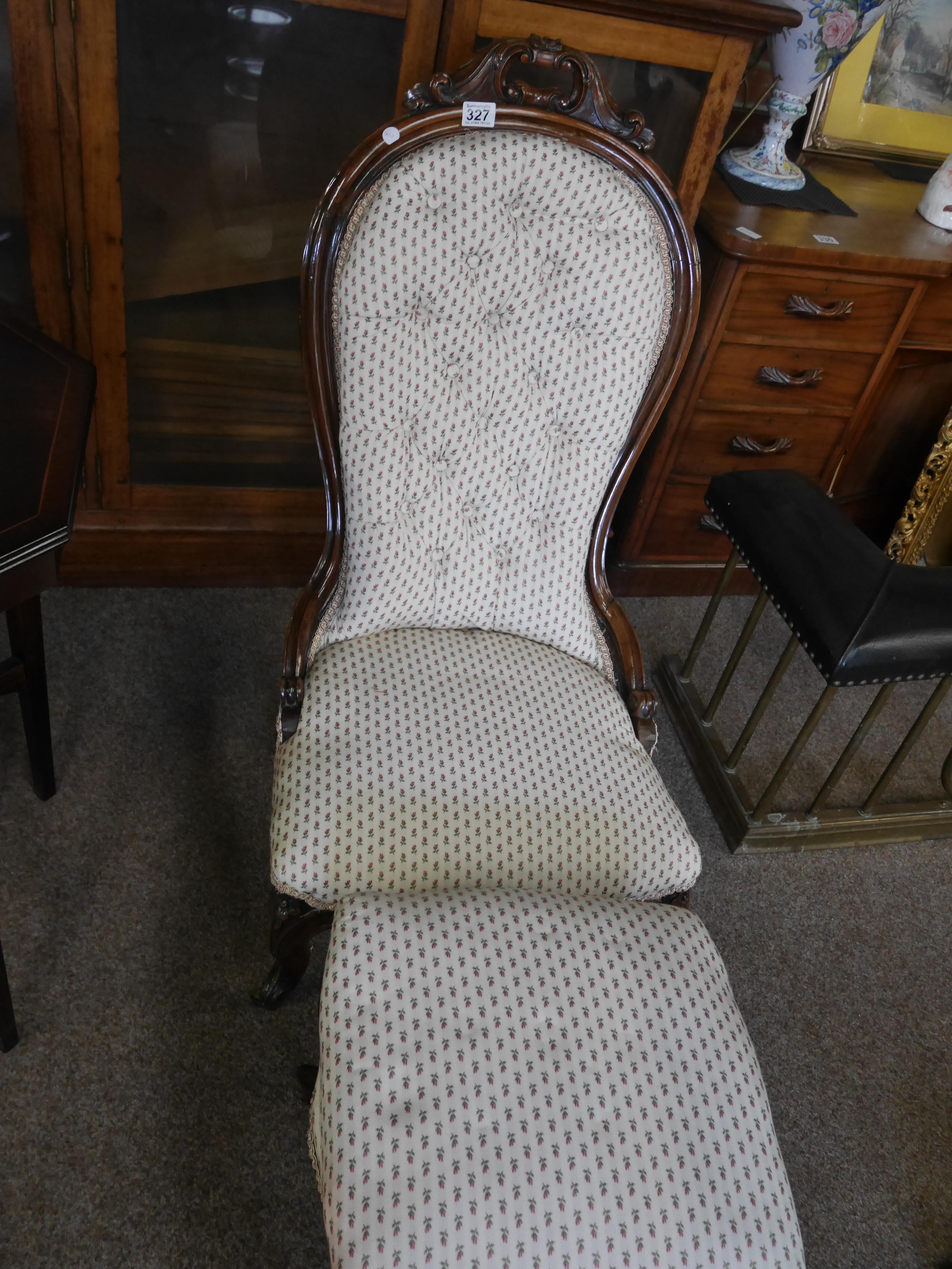 Victorian Rosewood nursing chair and Victorian stool