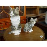 2 cats by Ibbotson (?) with glass eyes good condition