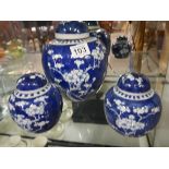 3 x Chinese tea jars