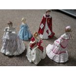 5 x Royal Worcester figures