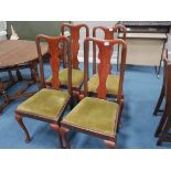 4 mahogany Queen Anne style dining chairs