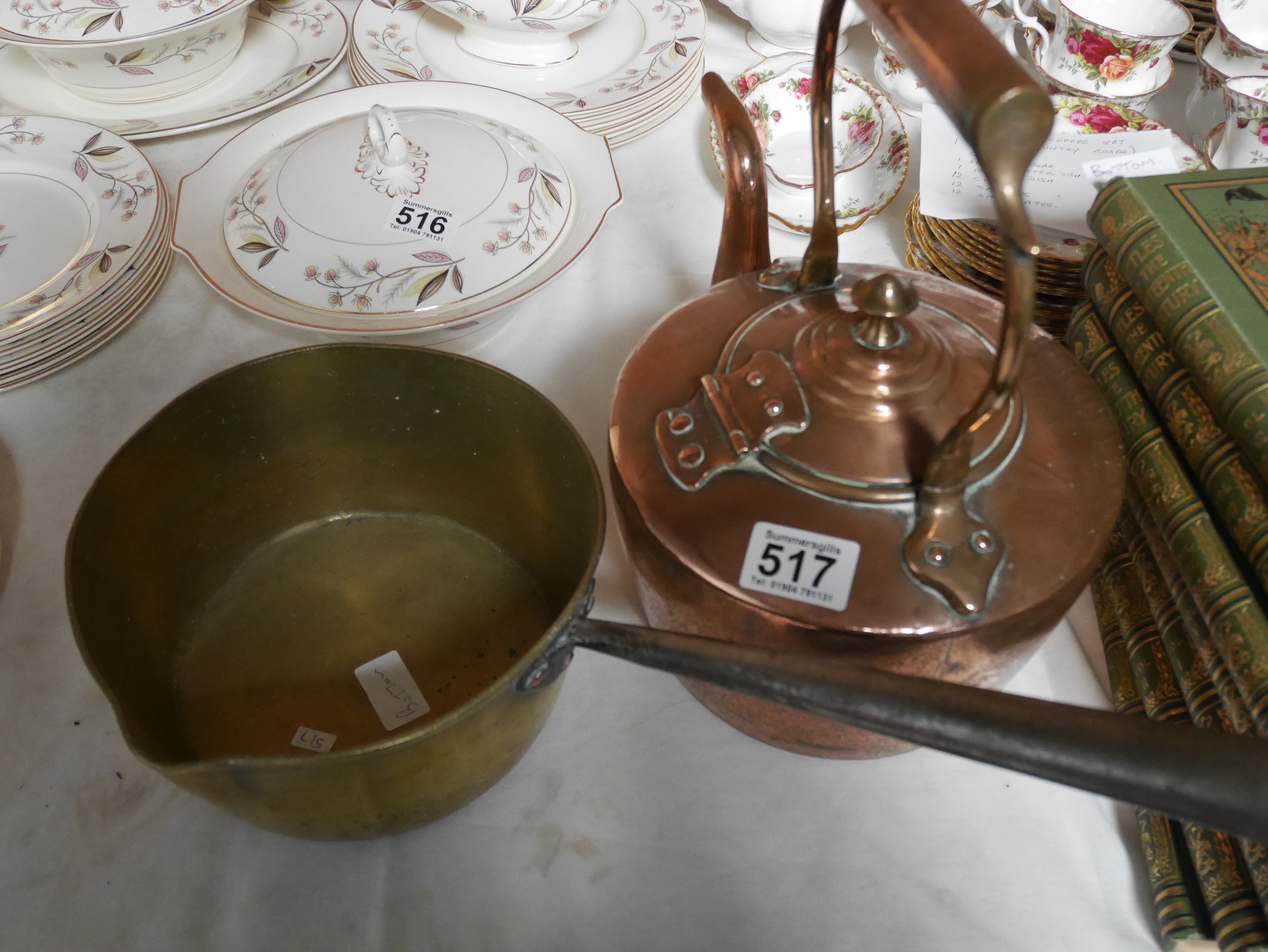 Copper kettle and brass pan