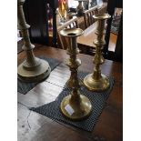 2 pairs of brass candlesticks