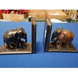 Ebony elephant bookends