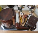Leather case marked ""HRH"" and pipes