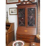 Inlaid Edwardian bureau bookcase