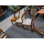 3 Victorian balloon back chairs