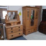 Pine wardrobe and dressing table