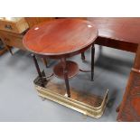Mahogany occasional table and brass fender