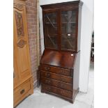 Repro. Mahogany bureau bookcase