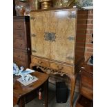 Burr walnut cabinet on stand