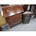 Mahogany bureau and corner cupboard