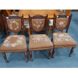3 Victorian mahogany dining chairs with tapestry seats