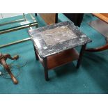 Marble top coffee table with fossil decoration