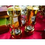 2 x brass miners lamps