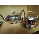 Plated tea pot and sugar bowl