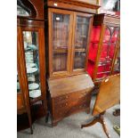 Antique mahogany small bureau bookcase