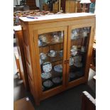 Yorkshire Oak glazed bookcase 125 cm ht 105cm width