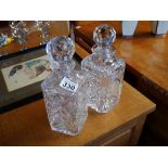 2 cut glass decanters