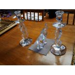 2 Waterford Crystal seahorse candlesticks and Waterford elephant