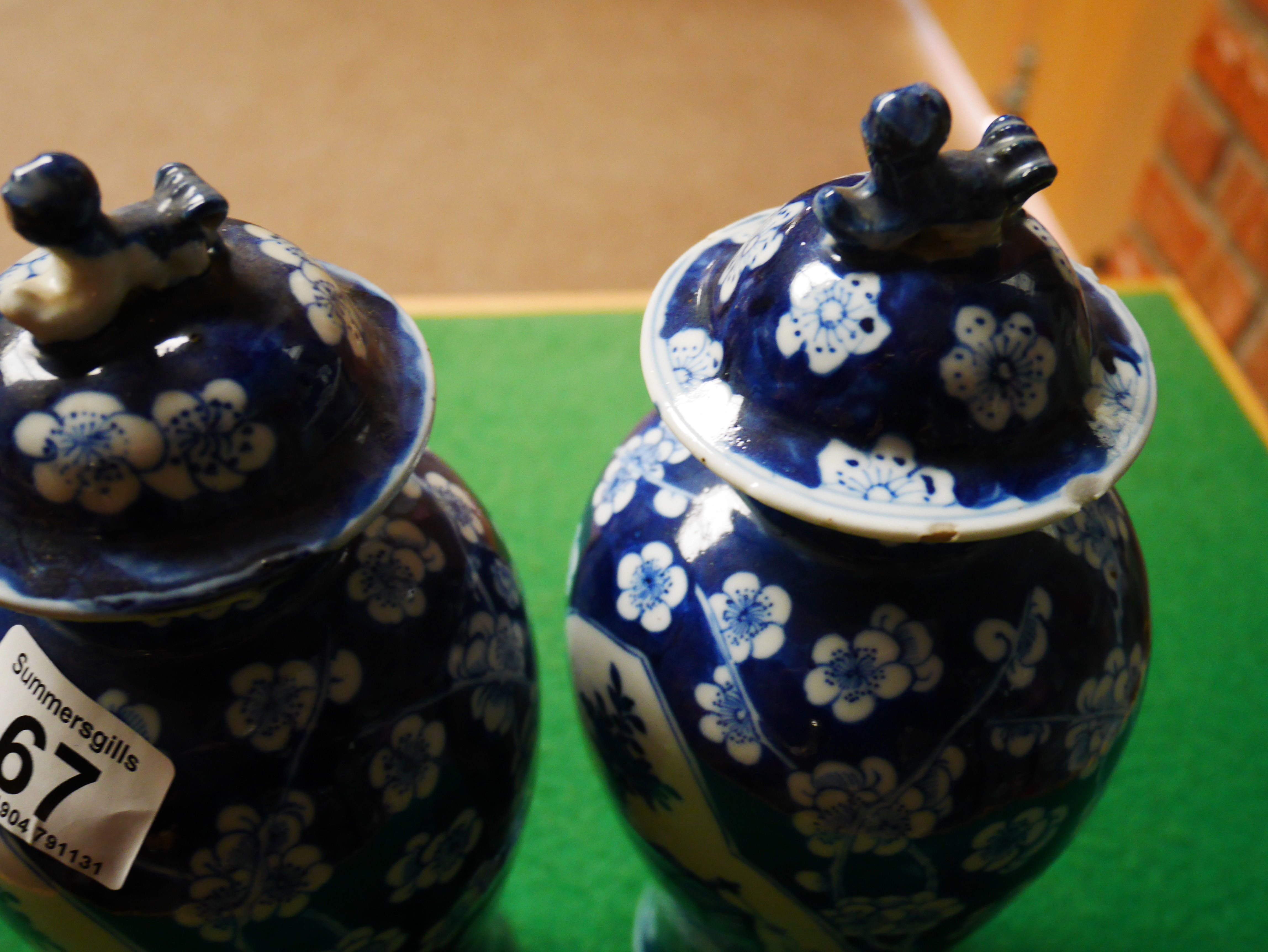 2 Chinese b/w 19th c lidded vases - Image 4 of 6