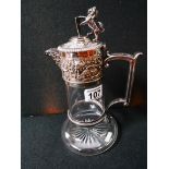 Silver plated and glass jug