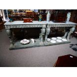 Pair of hall tables 1.4m length 50cm depth 1m ht