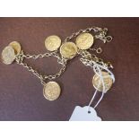6 1/2 sovereigns and 1 x sovereign necklace 1911 10 7 6 5 and 1904 60g