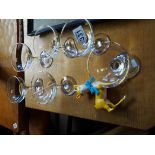 6 Babycham glasses & Bambi ( Bambi damaged)