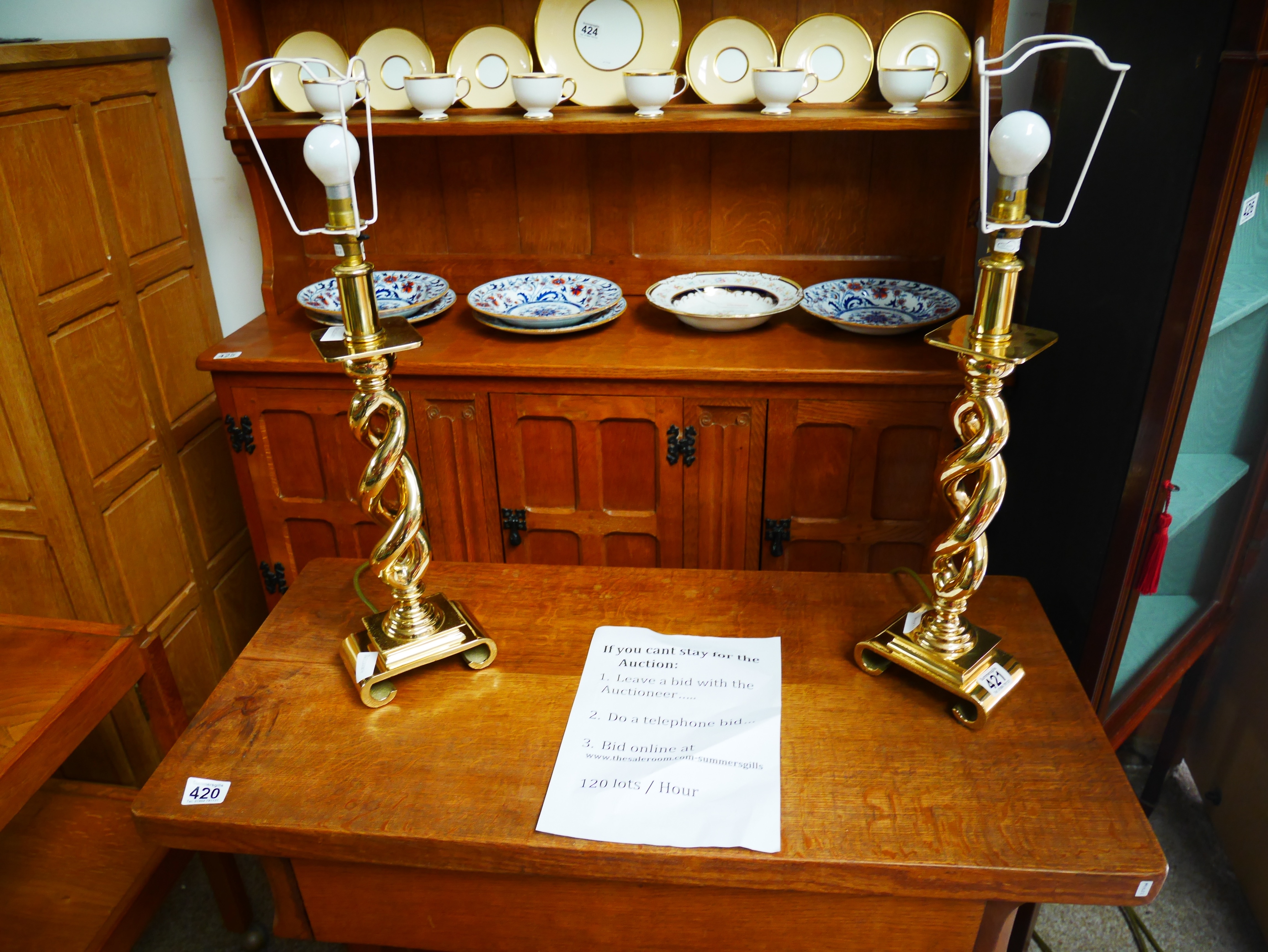 2 x brass lamps