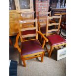 2 Carver chairs and 4 dining chairs "Acorn" Industries